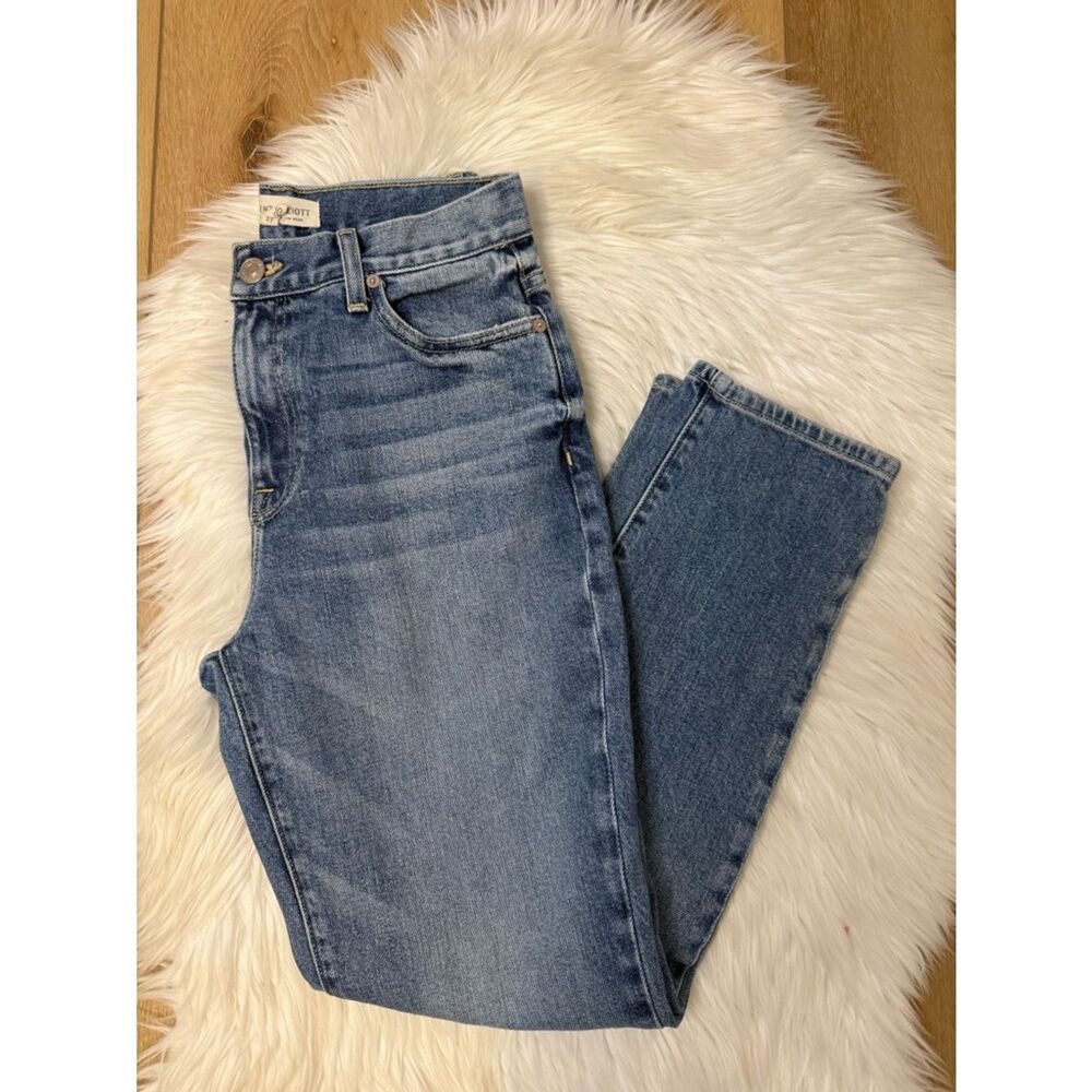 Current/Elliott High-Rise Straight Leg Denim Jeans -‎ Medium Blue Wash - Size 25